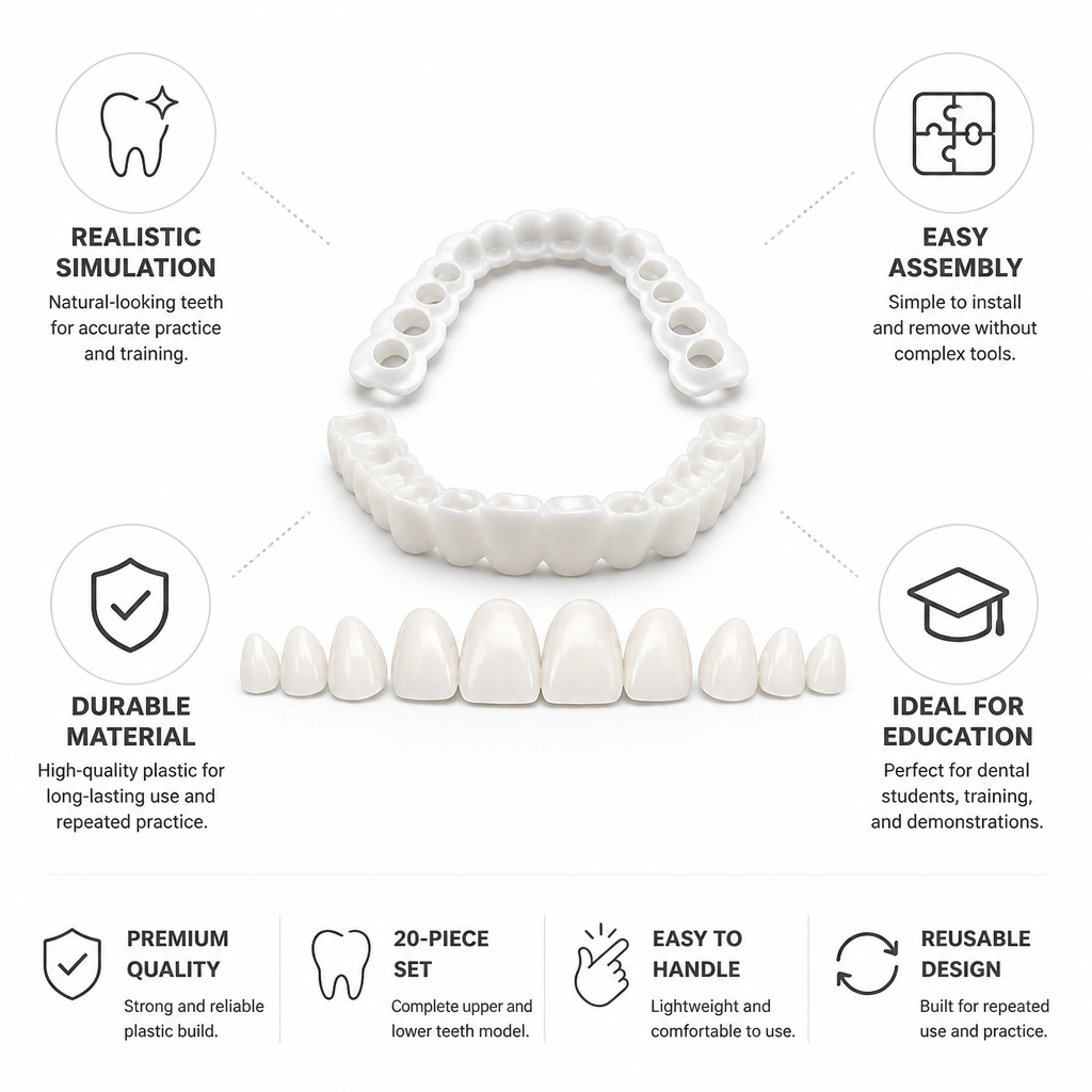 Realistic Plastic Dental Teeth Model (20-Piece Set)