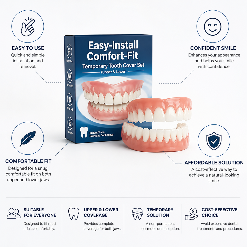 Easy-Install Comfort-Fit Temporary Tooth Cover Set (Upper & Lower)
