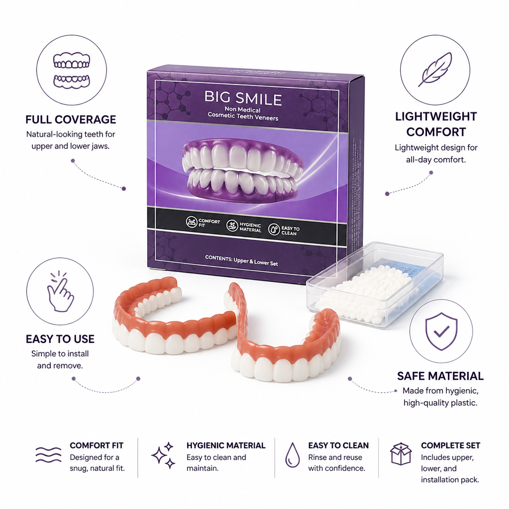 Natural-Looking Lightweight Removable Dentures (Upper & Lower Set)