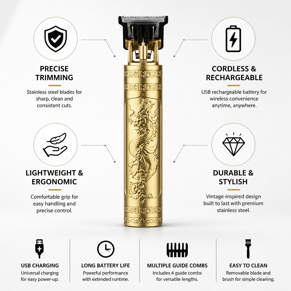 Cordless Rechargeable Stainless Steel Hair Clipper