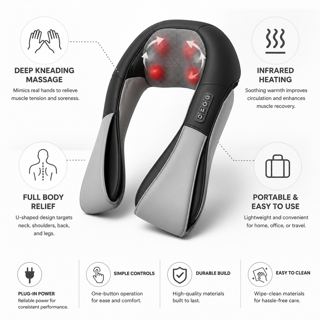 Deep-Kneading Shiatsu & Infrared Massage Cushion