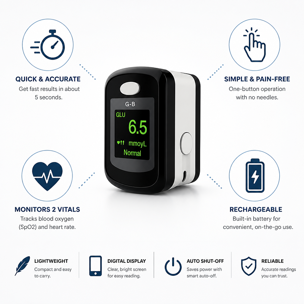 Rechargeable Portable Finger Pulse Oximeter