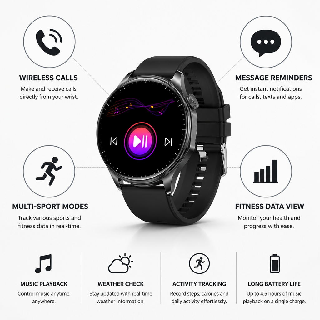 AMOLED HD Bluetooth Call Multi-Sport Smart Watch