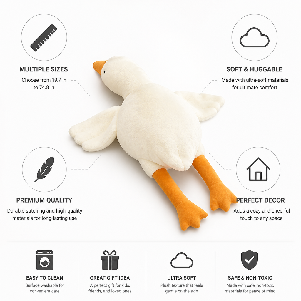 Giant Soft Huggable Goose Plush (Multiple Sizes)