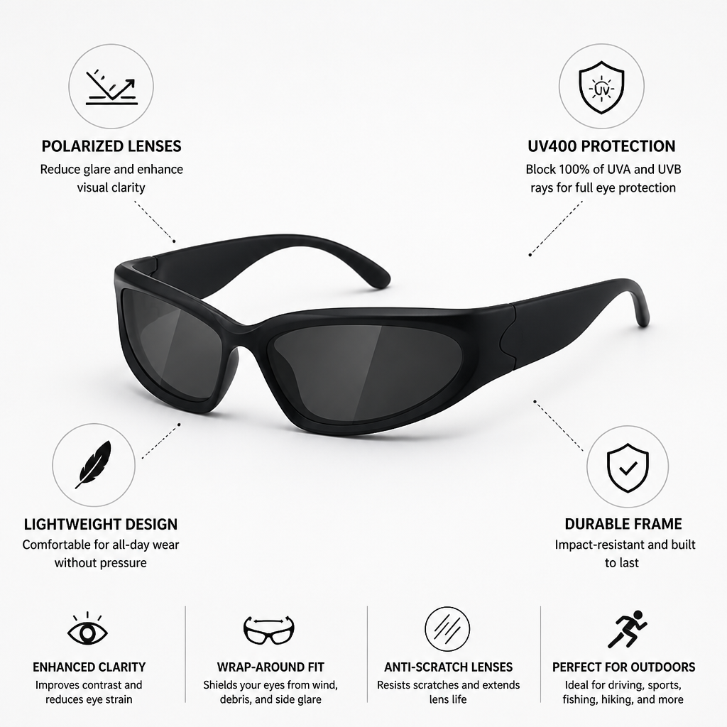 Polarized UV400 Wrap-Around Sports Sunglasses