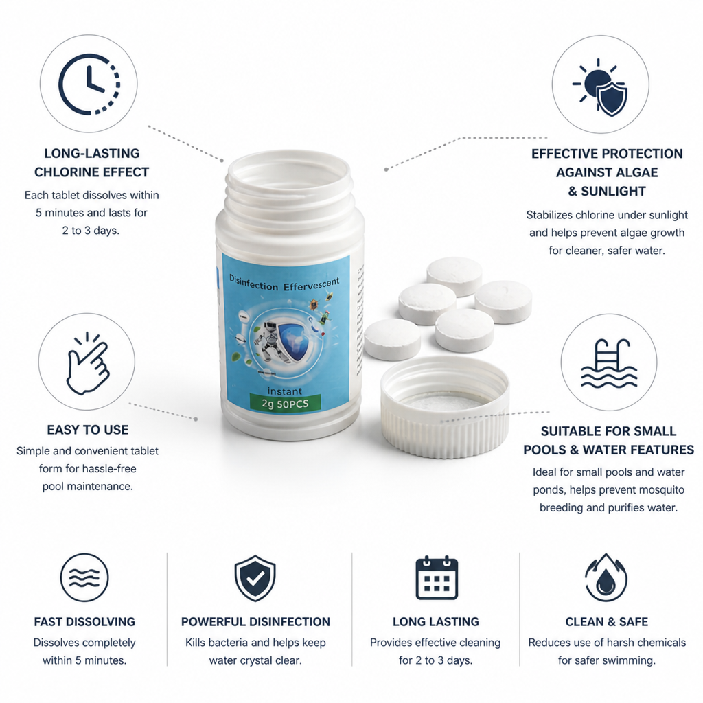 Sunlight-Stabilized Fast-Dissolving Chlorine Tablets (50-Pack)