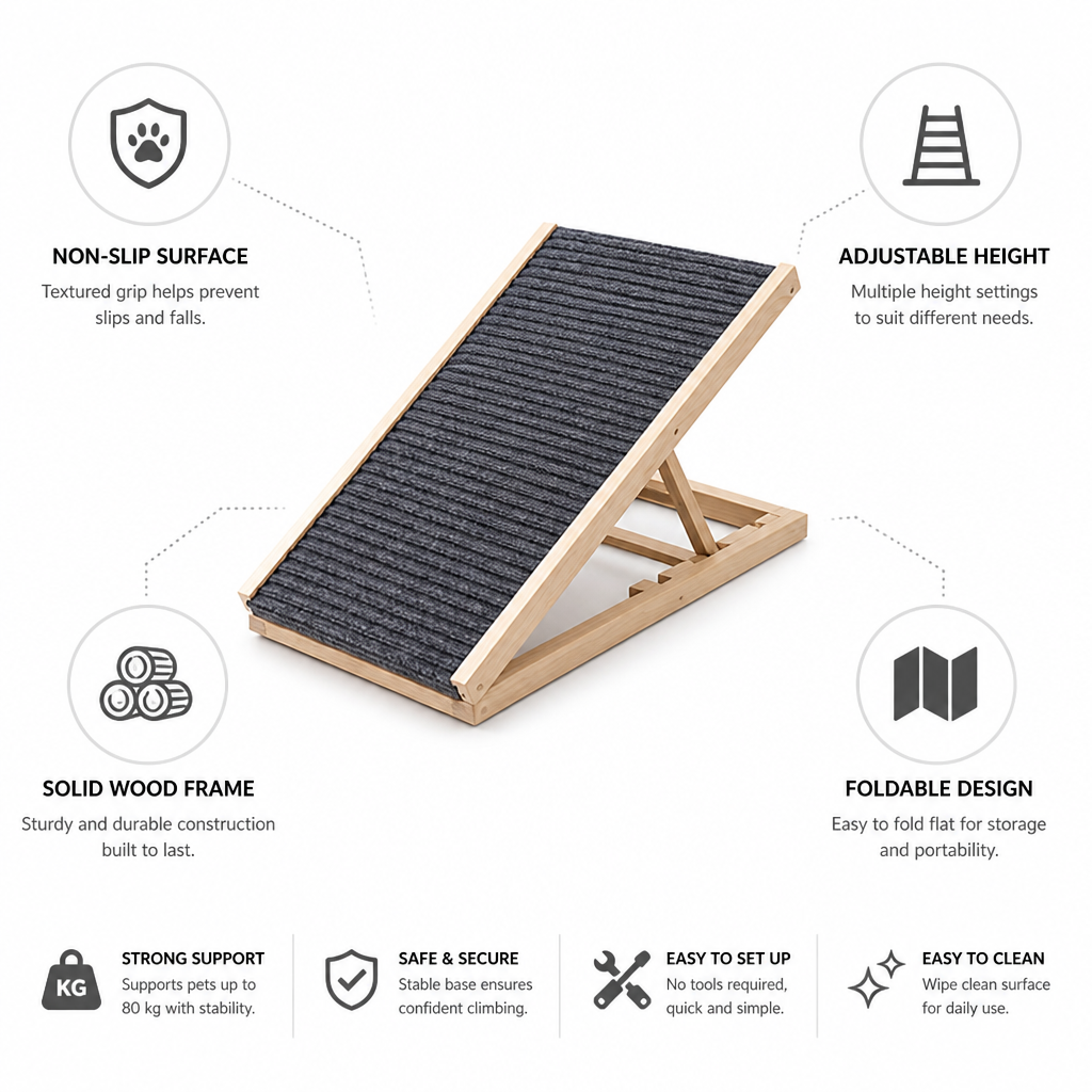 Foldable Height-Adjustable Non-Slip Pet Stairs