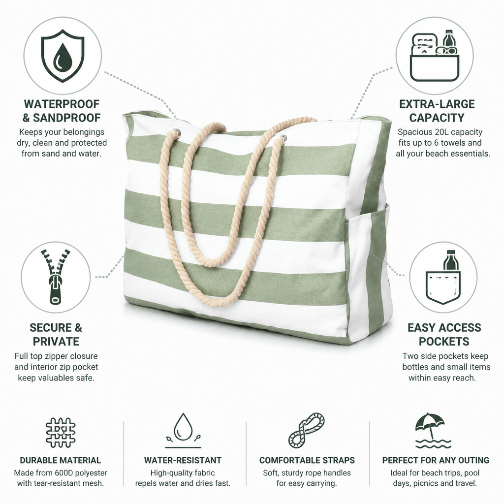 Waterproof Sandproof Oversized Beach Tote
