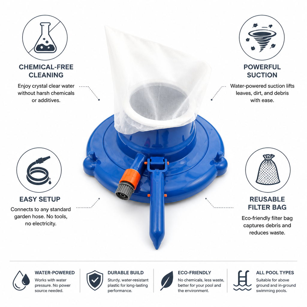 Water-Powered Chemical-Free Pool Vacuum