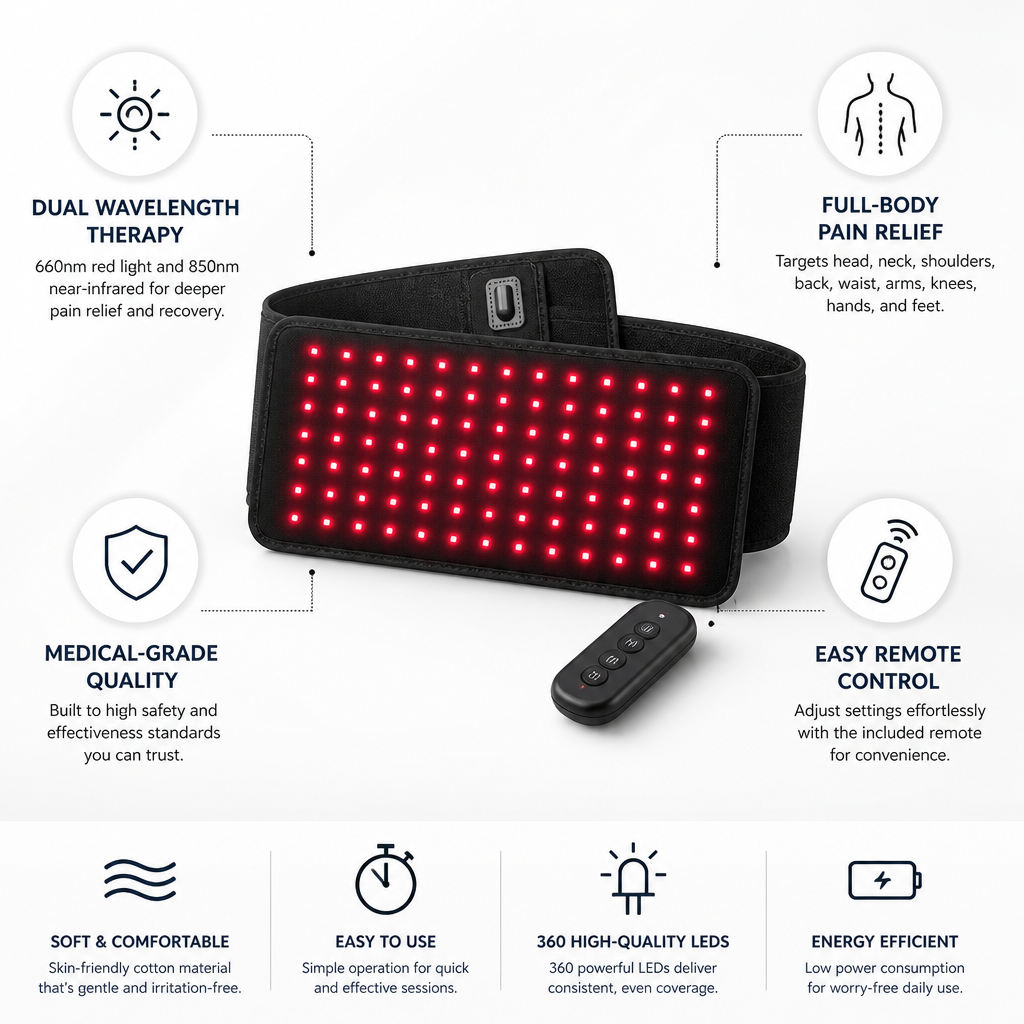 Medical-Grade Dual-Wavelength Infrared Therapy Belt (Remote Control)