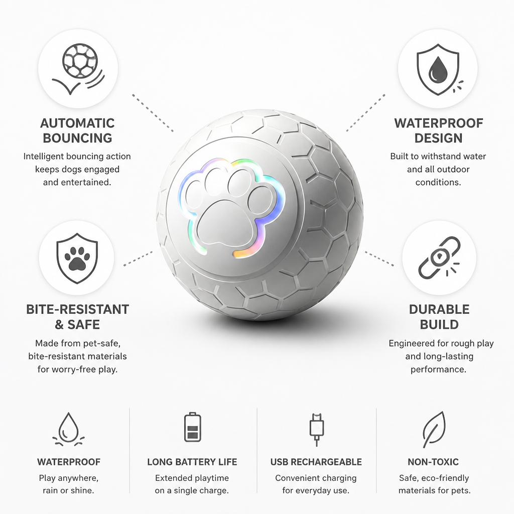 Automatic Bouncing Waterproof & Bite-Resistant Dog Toy Ball