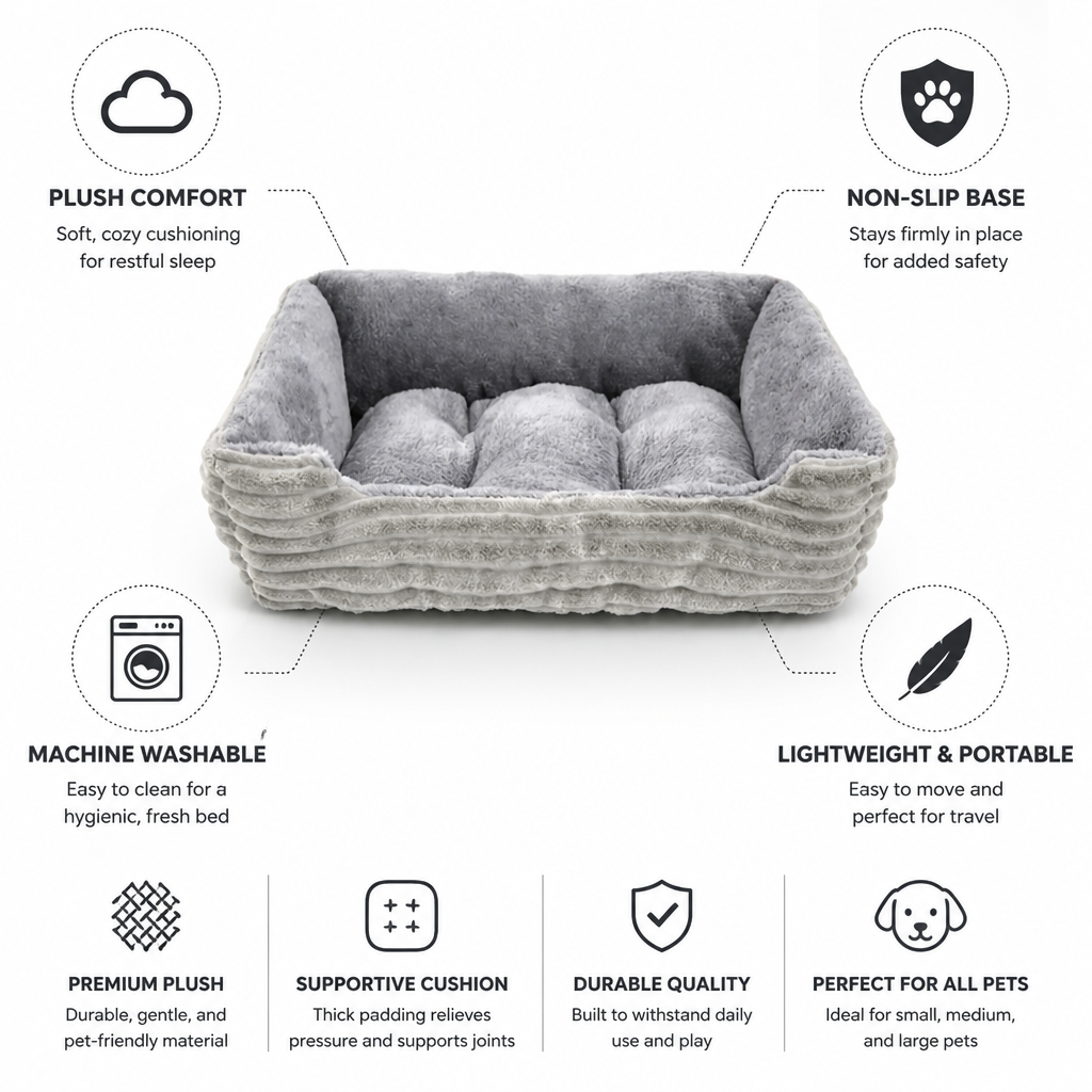 Plush Non-Slip Washable Dog Bed