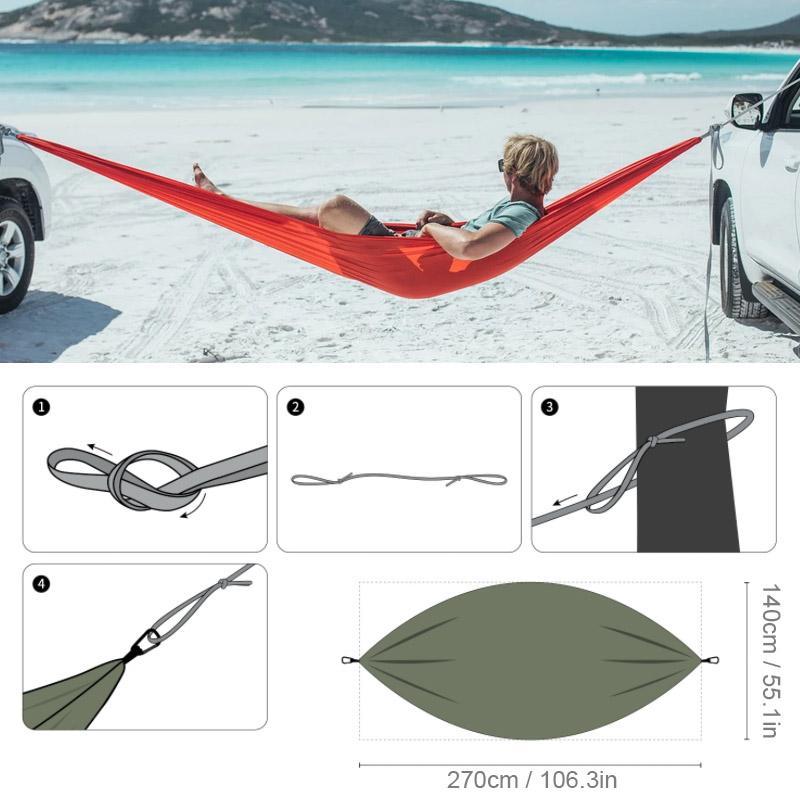 2-Person Nylon Camping Hammock with Carry Bag - 210T Fabric