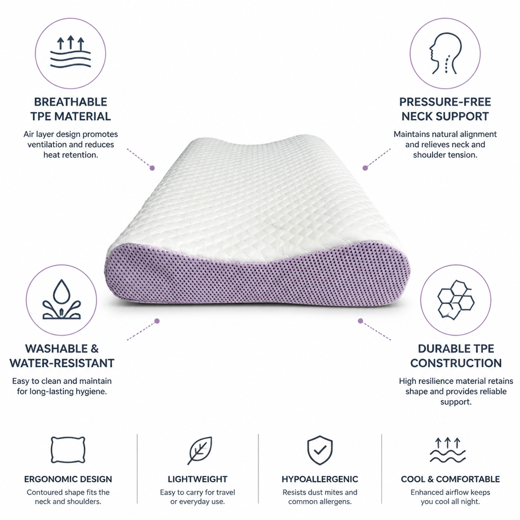 Breathable TPE Air-Layer & Pressure-Free Travel Neck Pillow