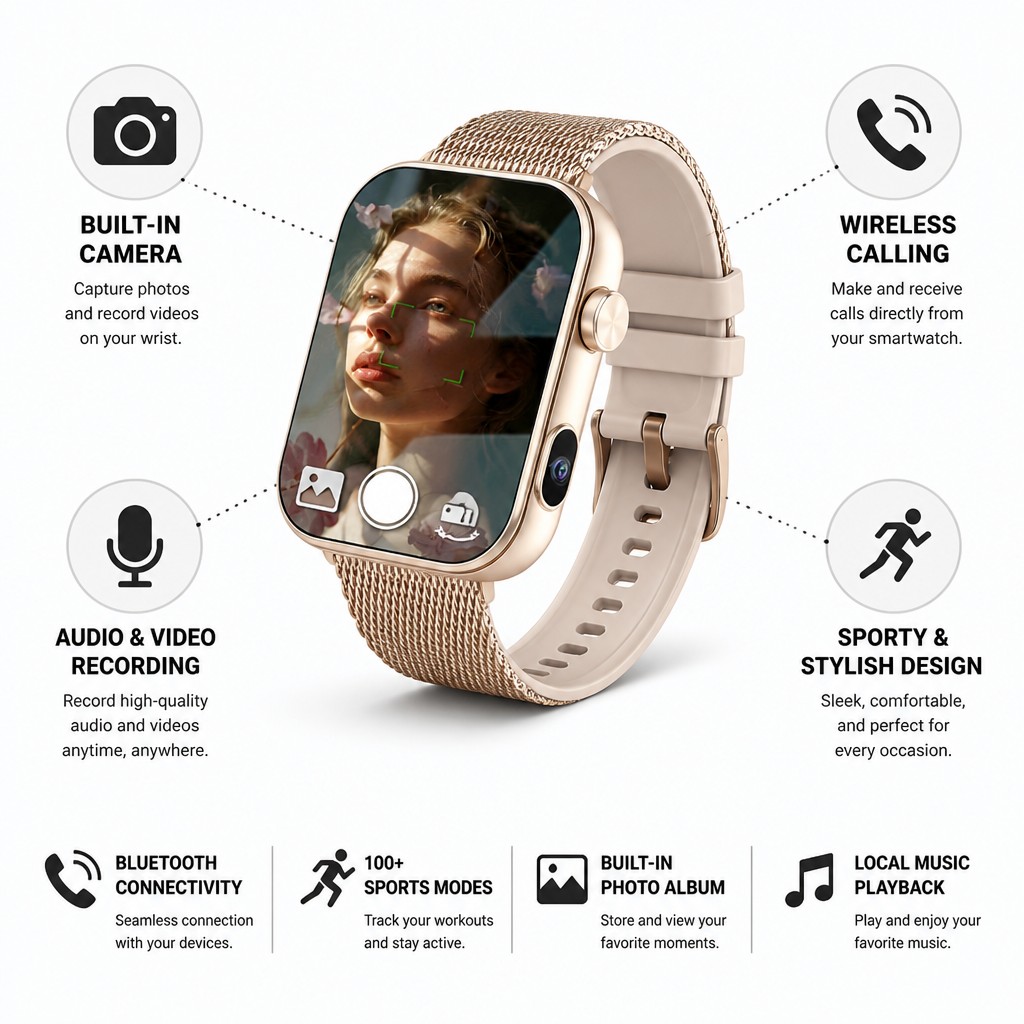 Built-In Camera & Wireless Calling Smartwatch