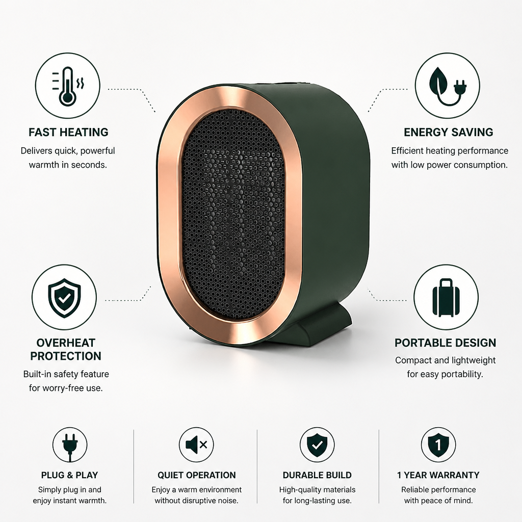 Fast-Heating Energy-Saving Portable Heater (Overheat Protection)
