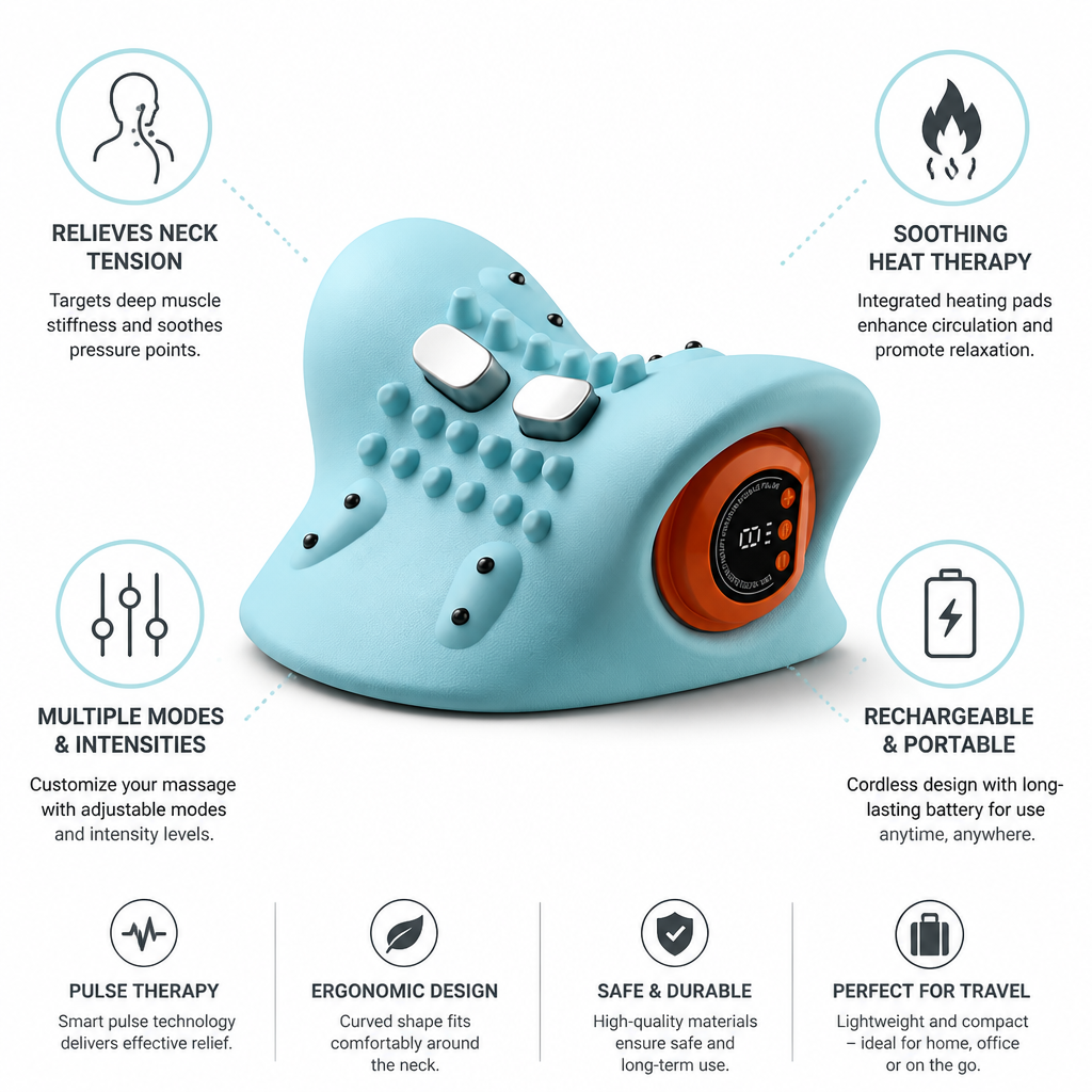 Heat & Pulse Rechargeable Neck Massager