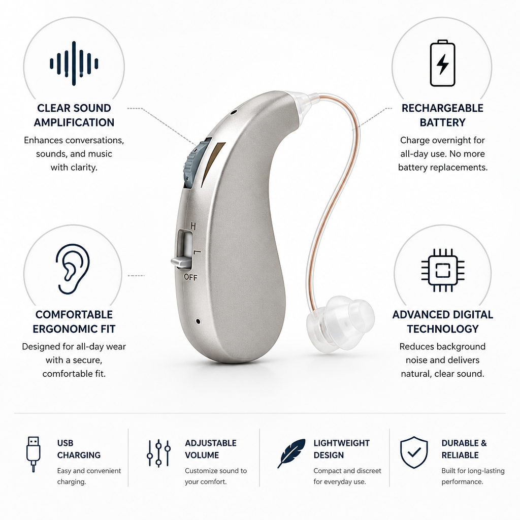 Rechargeable Digital Clear Sound Hearing Aid