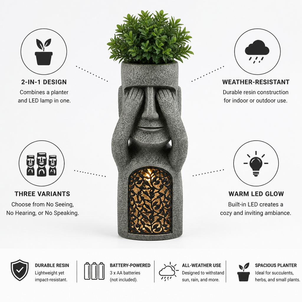 Weather-Resistant Battery-Powered LED Planter