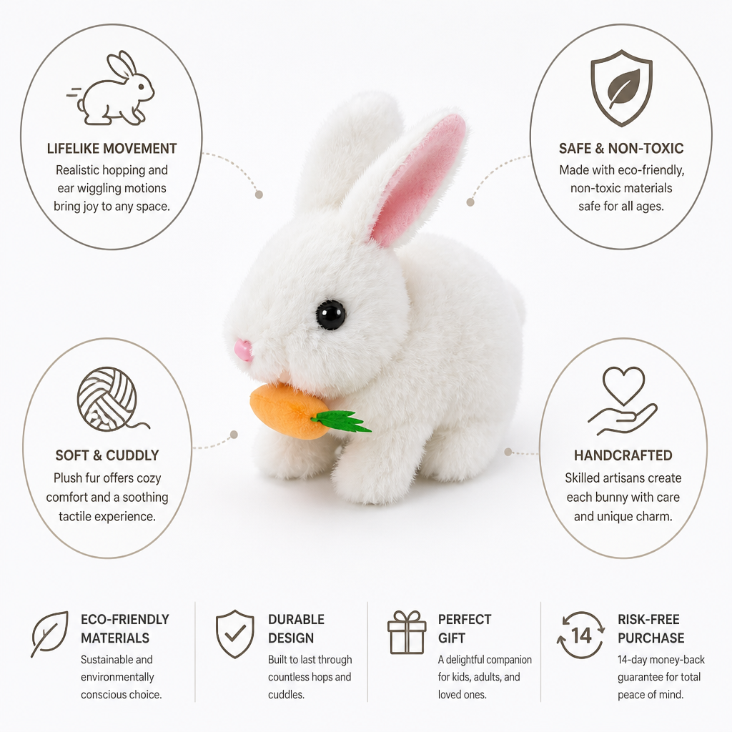 Lifelike Hopping Non-Toxic Plush Bunny (Handcrafted)