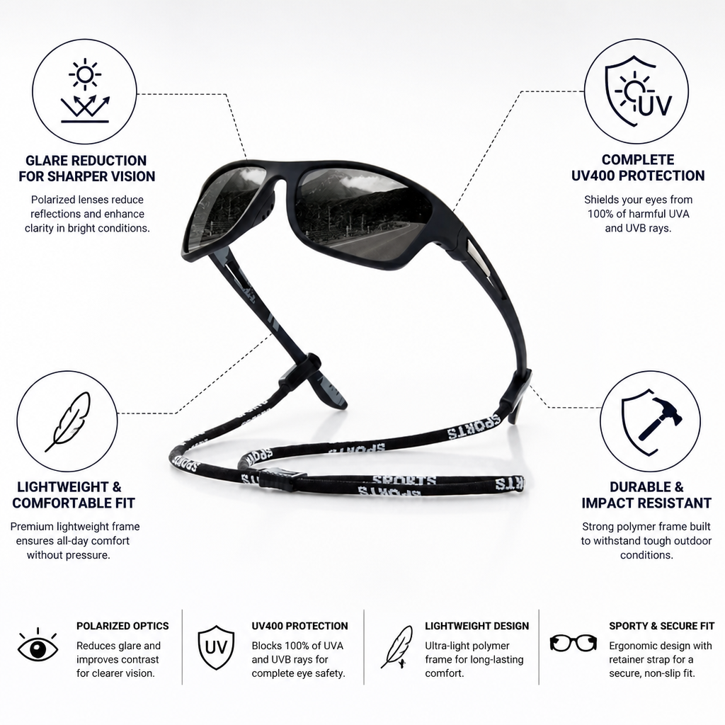 Polarized UV400 Lightweight Sports Sunglasses