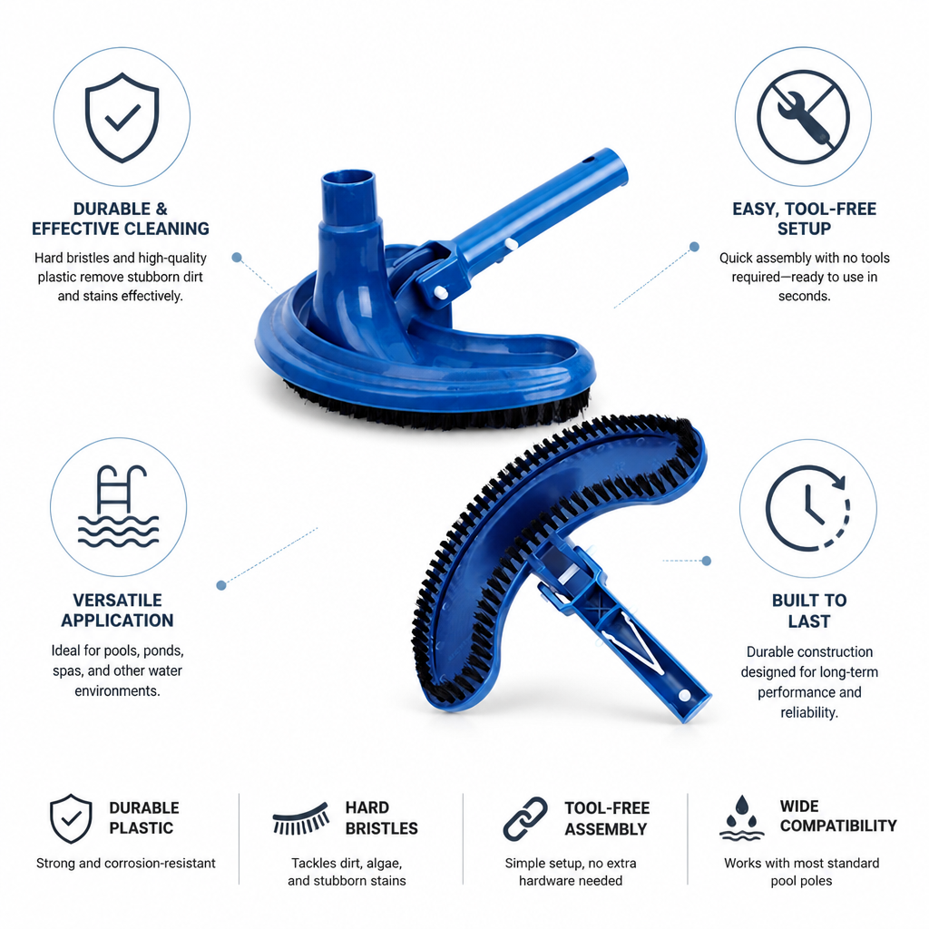 Durable Hard-Bristle Pool Vacuum Head (Pools & Ponds)