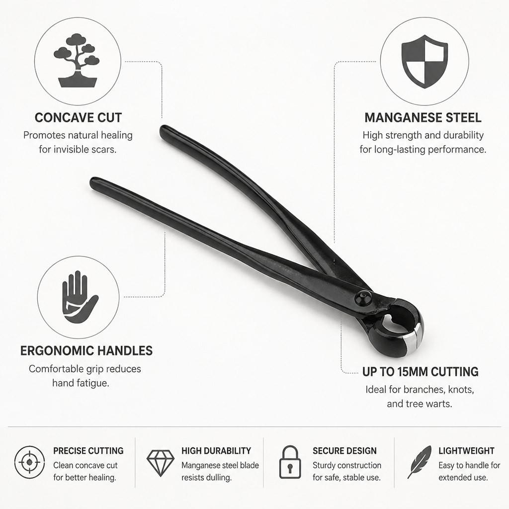 Concave-Cut Manganese Steel Bonsai Pruner (Up to 15mm)
