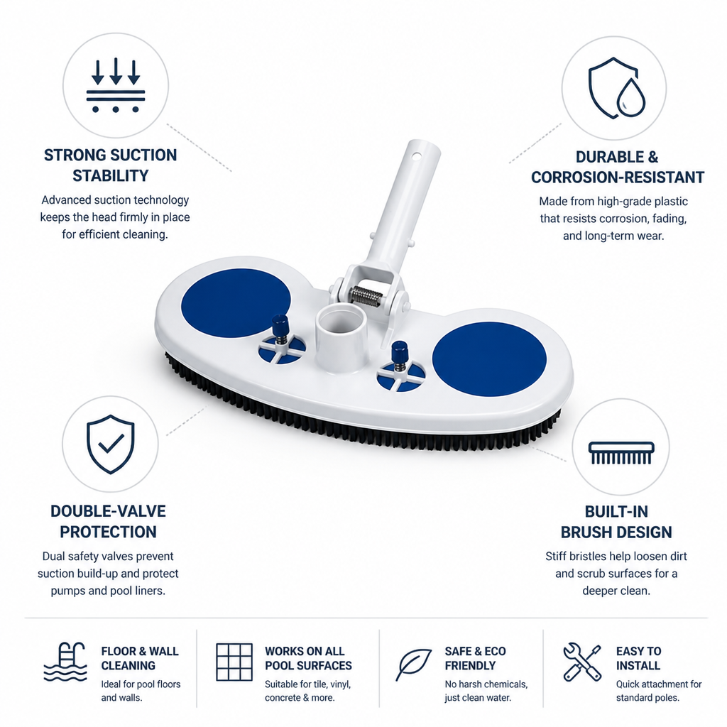 Strong Suction & Double-Valve Pool Vacuum Head