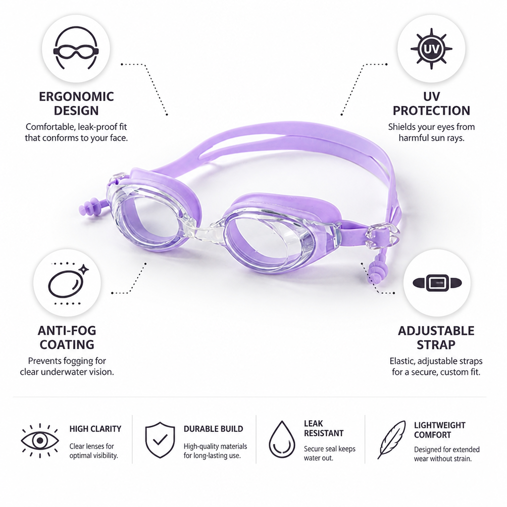 Ergonomic Anti-Fog UV Swimming Goggles
