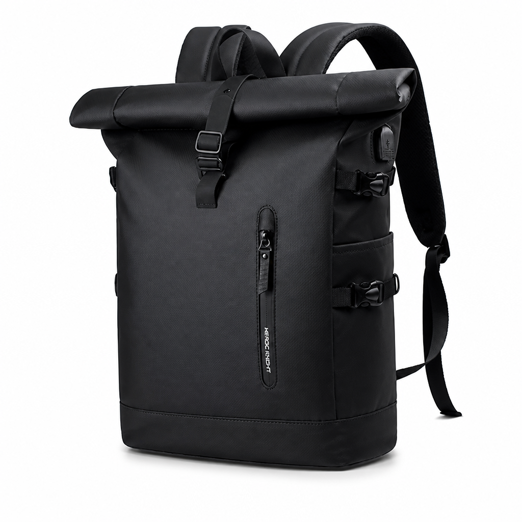 Water-Repellent Roll-Top Convertible Pannier Backpack (18–25L)