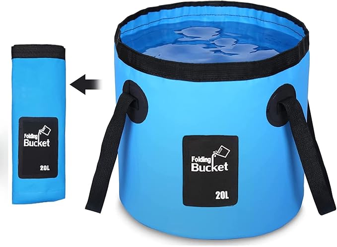 Portable Camping Shower with 20L Collapsible Water Bucket and USB Battery