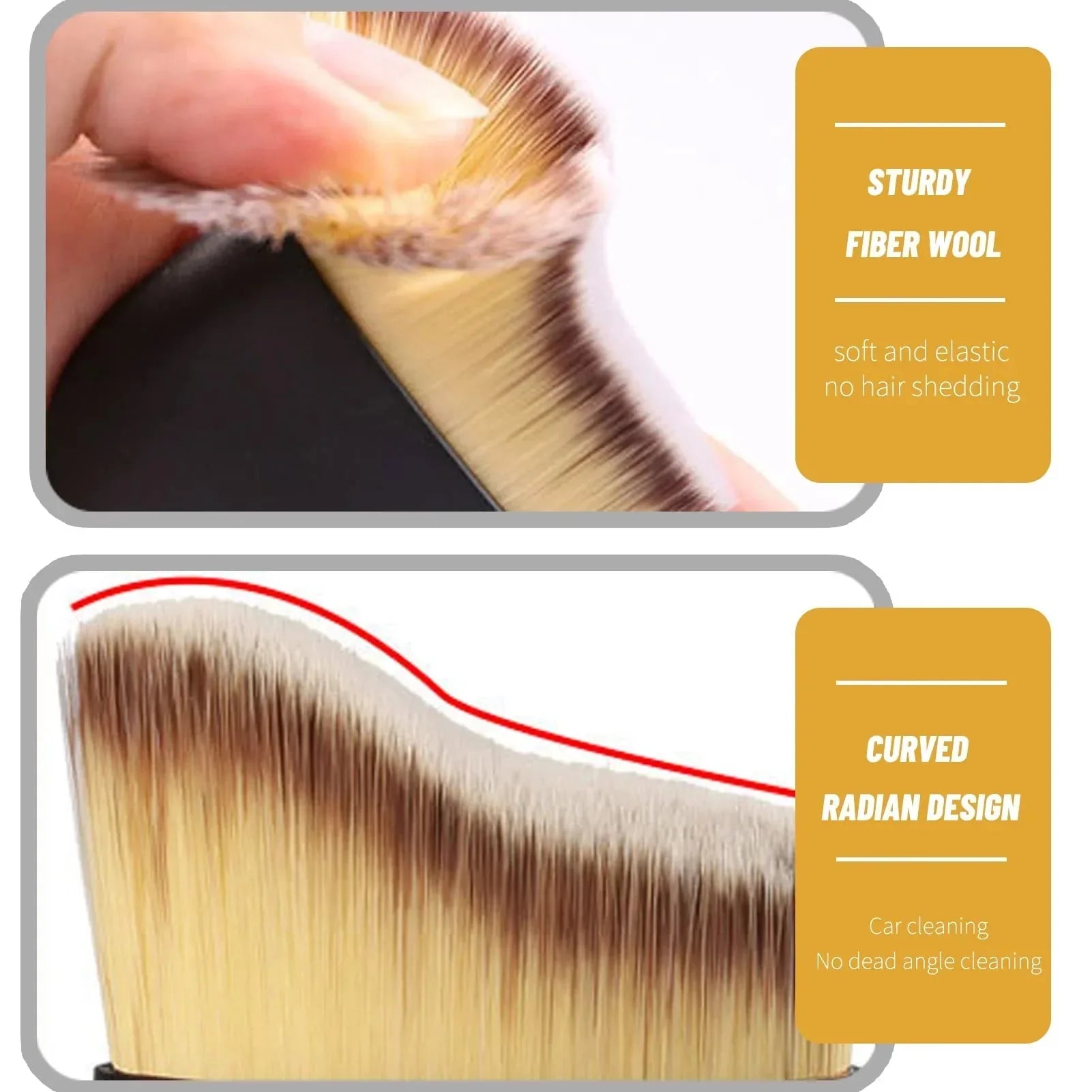 Set of 2 Soft Bristle Brushes for Car Interior Cleaning
