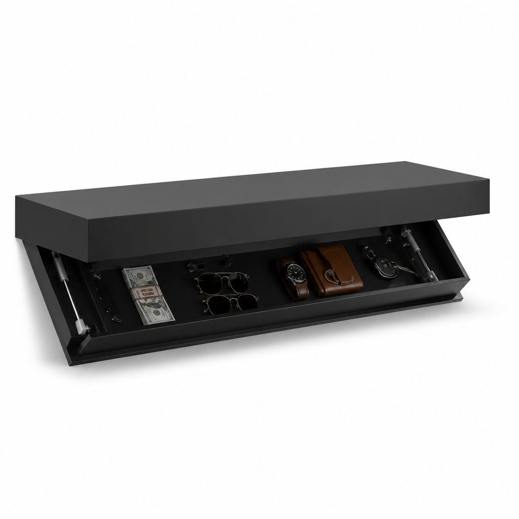 Hidden Compartment Floating Wood Wall Shelf