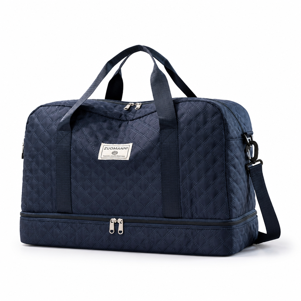 Water-Repellent Nylon Weekender Bag (Shoe & Wet Compartments)