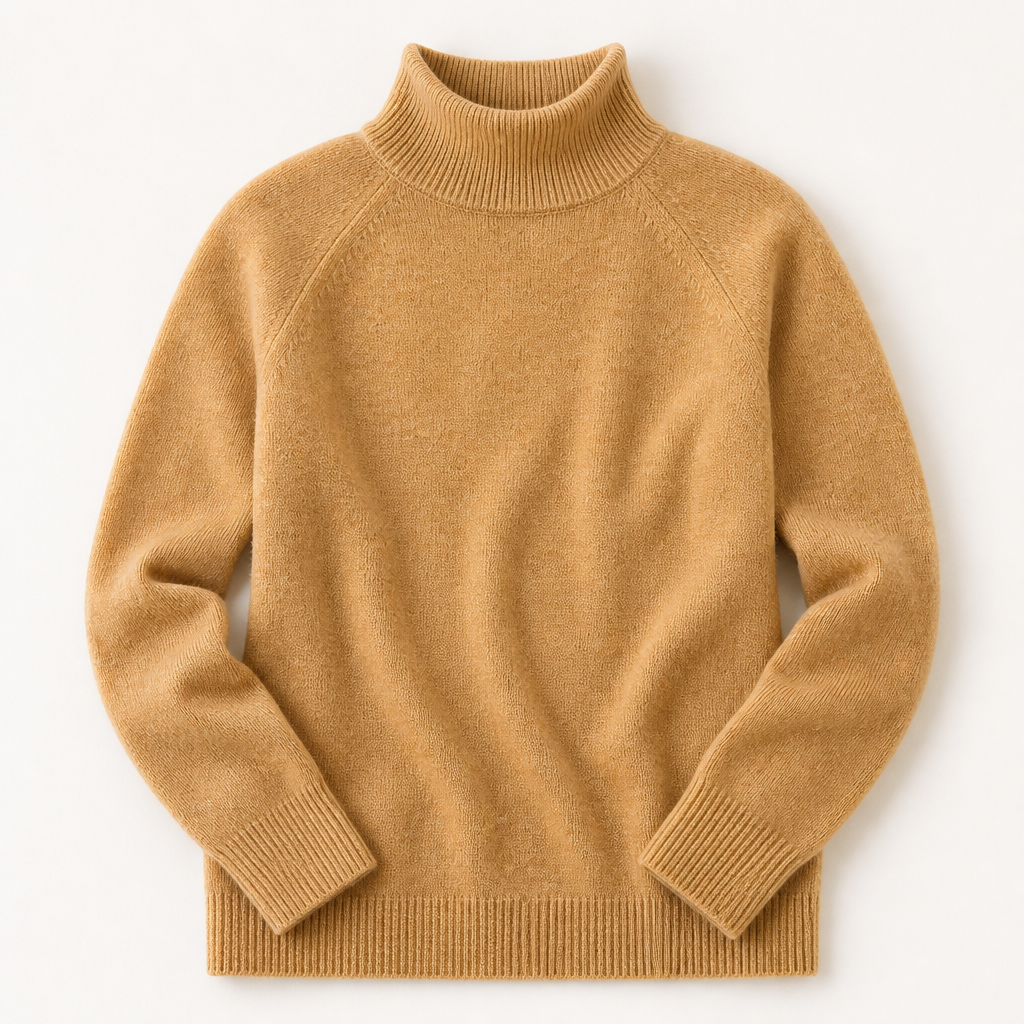 ArcticSilk™ – Comfortable Relaxed-Fit Turtleneck Sweater Featuring Ribbed Edges