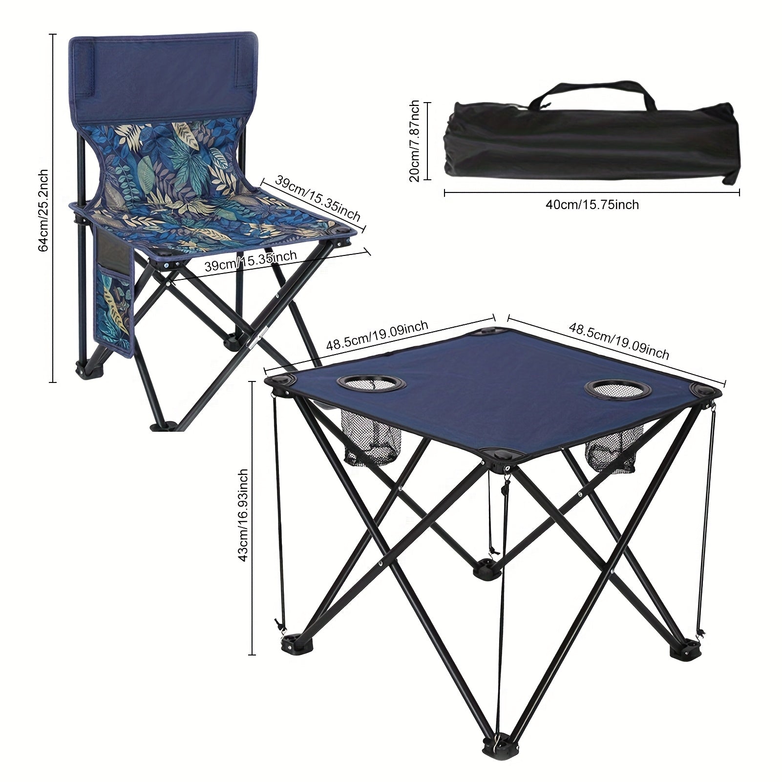 Compact Outdoor Furniture Set with Metal Frame and Oxford Fabric
