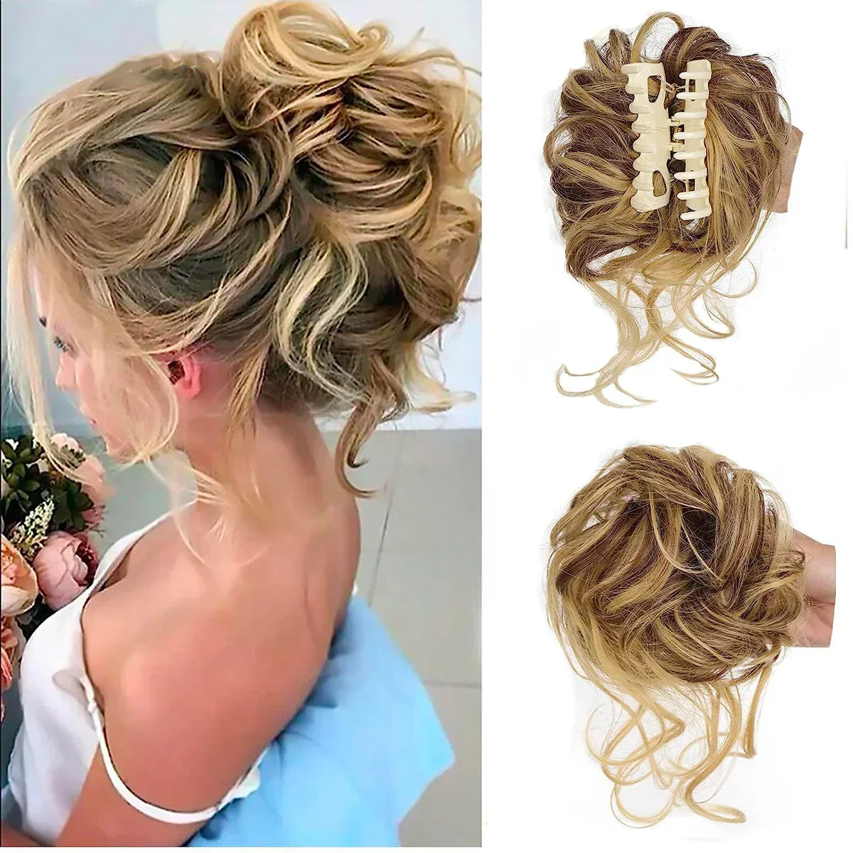 Curly Hair Bun Extension for Natural Volume - Clip-In Style
