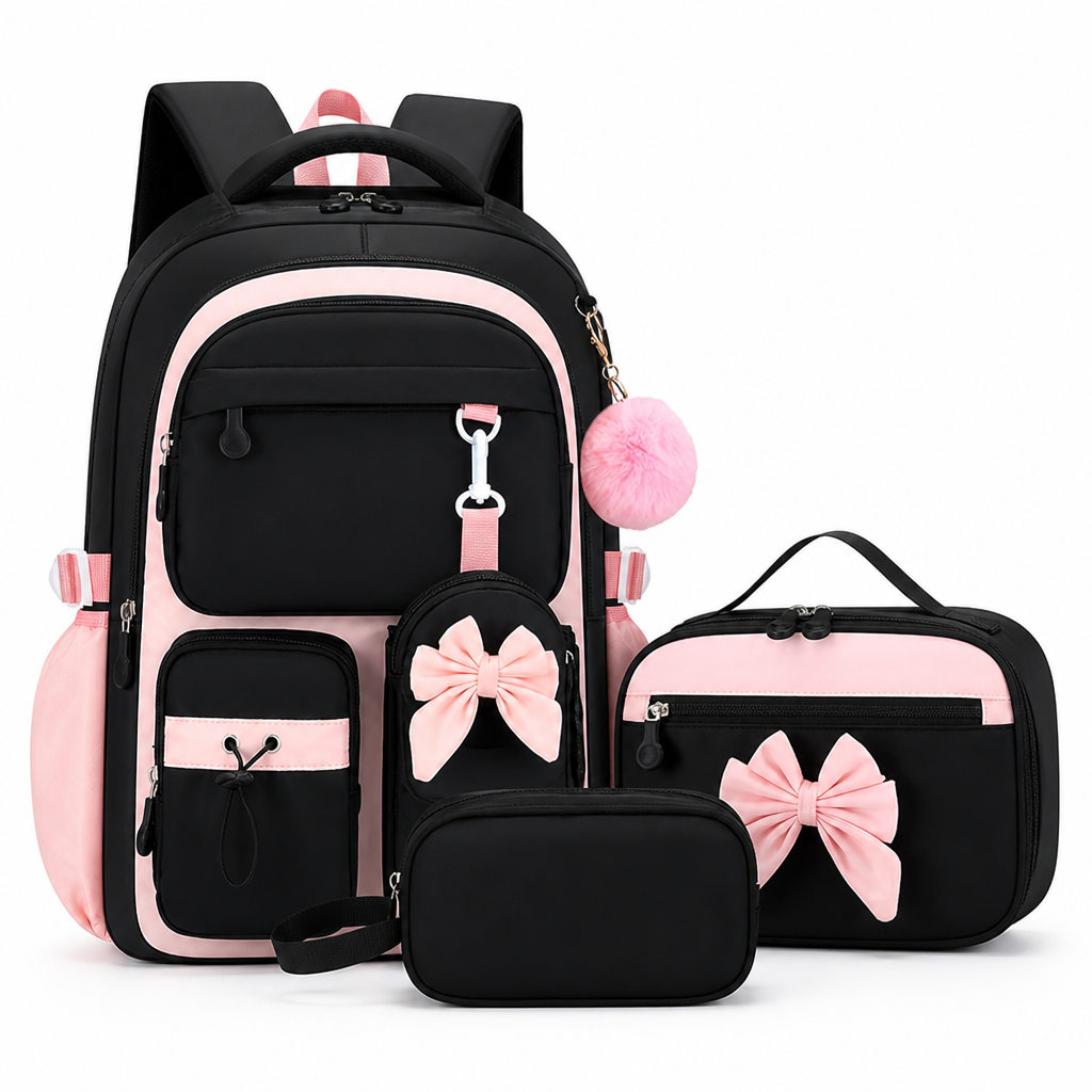 Large Capacity Lightweight Tablet-Compartment Backpack & Handbag Set (3-Piece Set)
