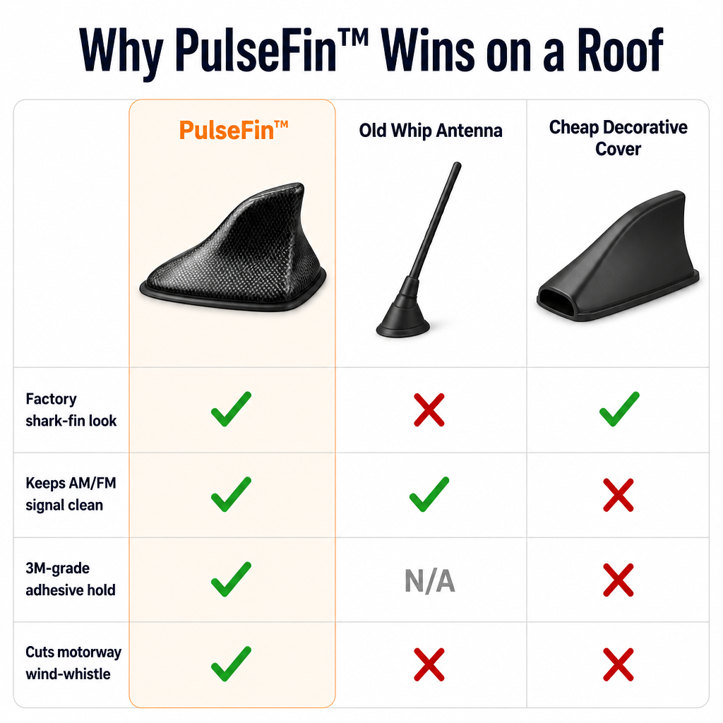 PulseFin™ — Replace Your Ugly Whip Antenna with the Sleek Factory Shark-Fin Style