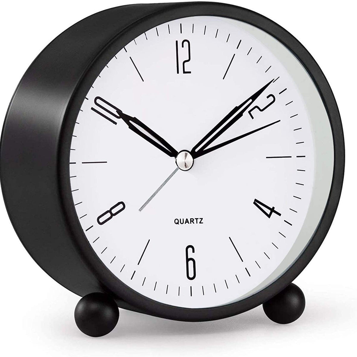Silent Second Hand Alarm Clock with Yellow Nightlight – Compact Design