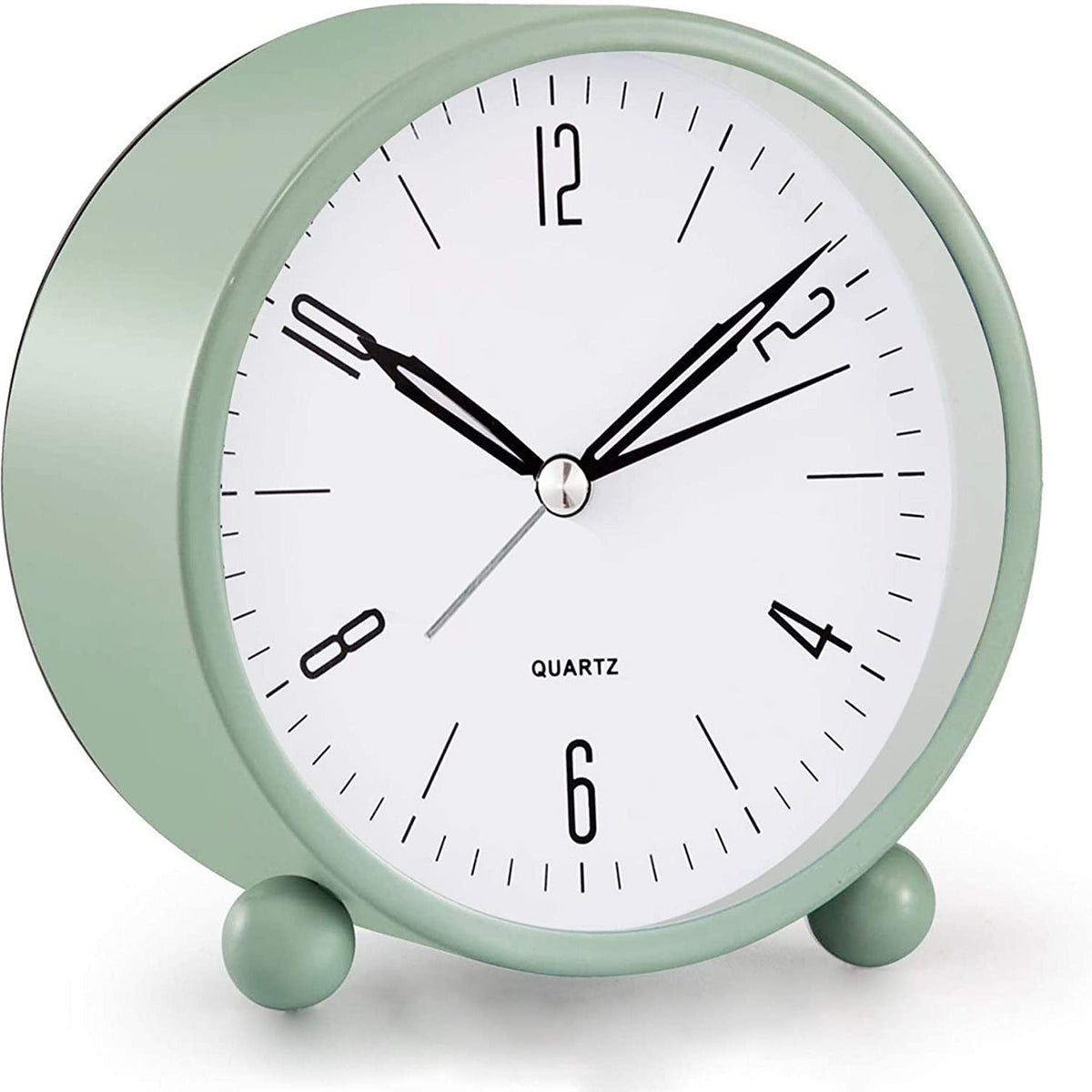 Silent Second Hand Alarm Clock with Yellow Nightlight – Compact Design