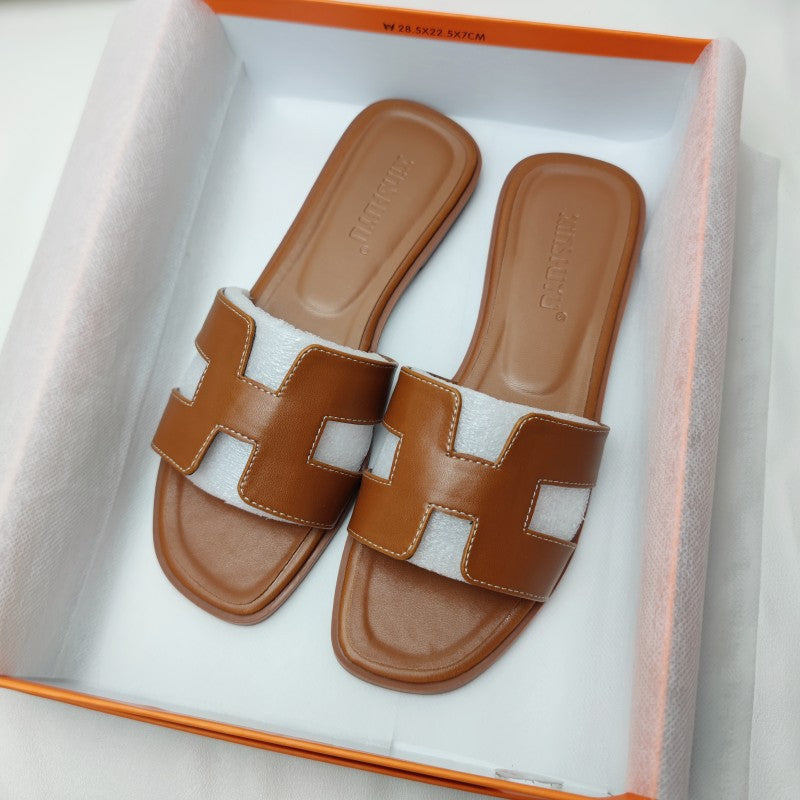 Soft Flat Sandals with H-Strap for Women – Comfortable Slippers for Home and Beach