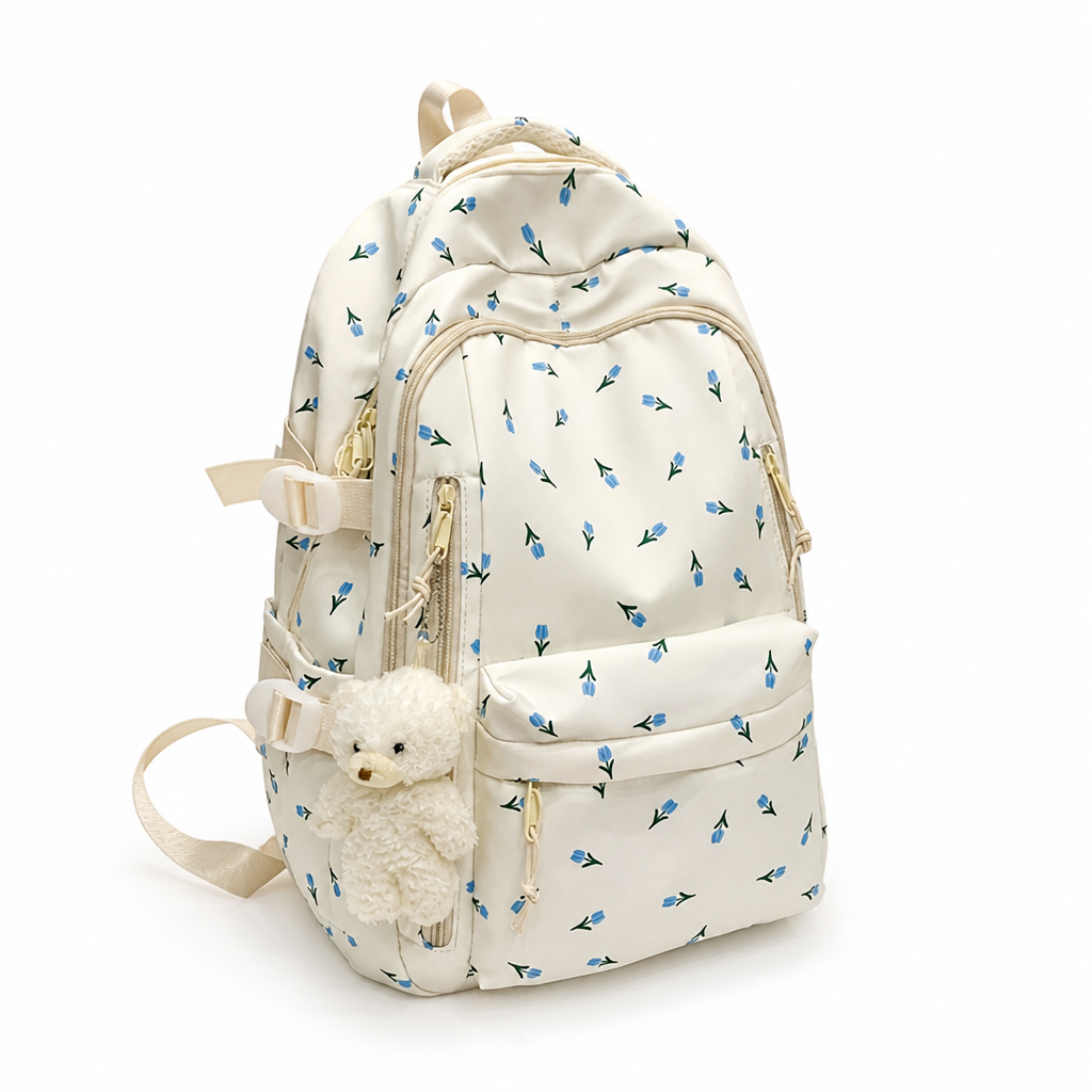 Floral Print Multi-Compartment Backpack