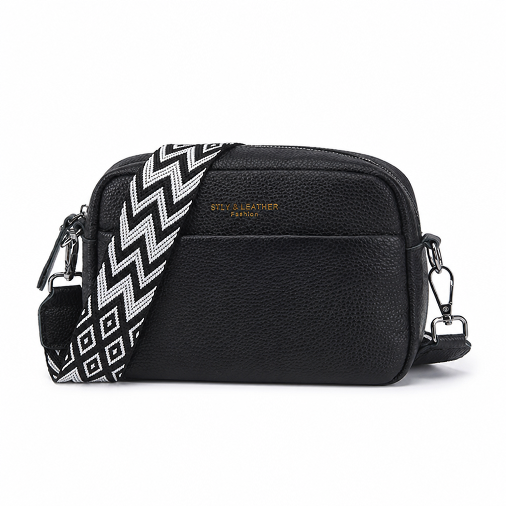 Genuine Leather Crossbody Camera Bag (Detachable Geometric Strap)