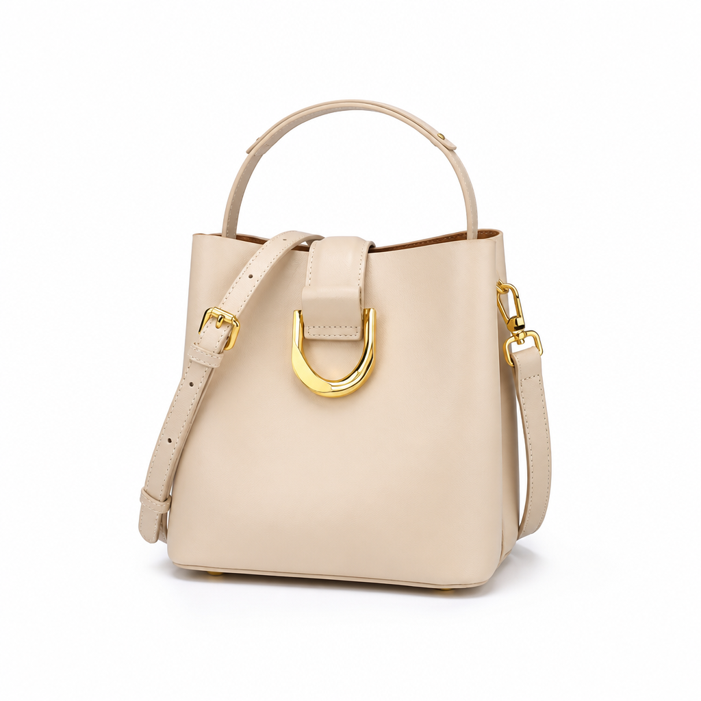Authentic Cow Leather Convertible Bucket Bag