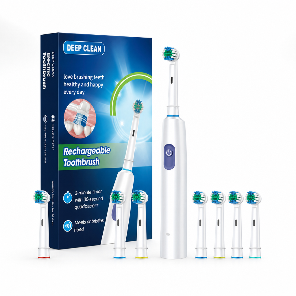 Detachable Sonic USB Rechargeable Electric Toothbrush (Includes 4 Brush Heads)