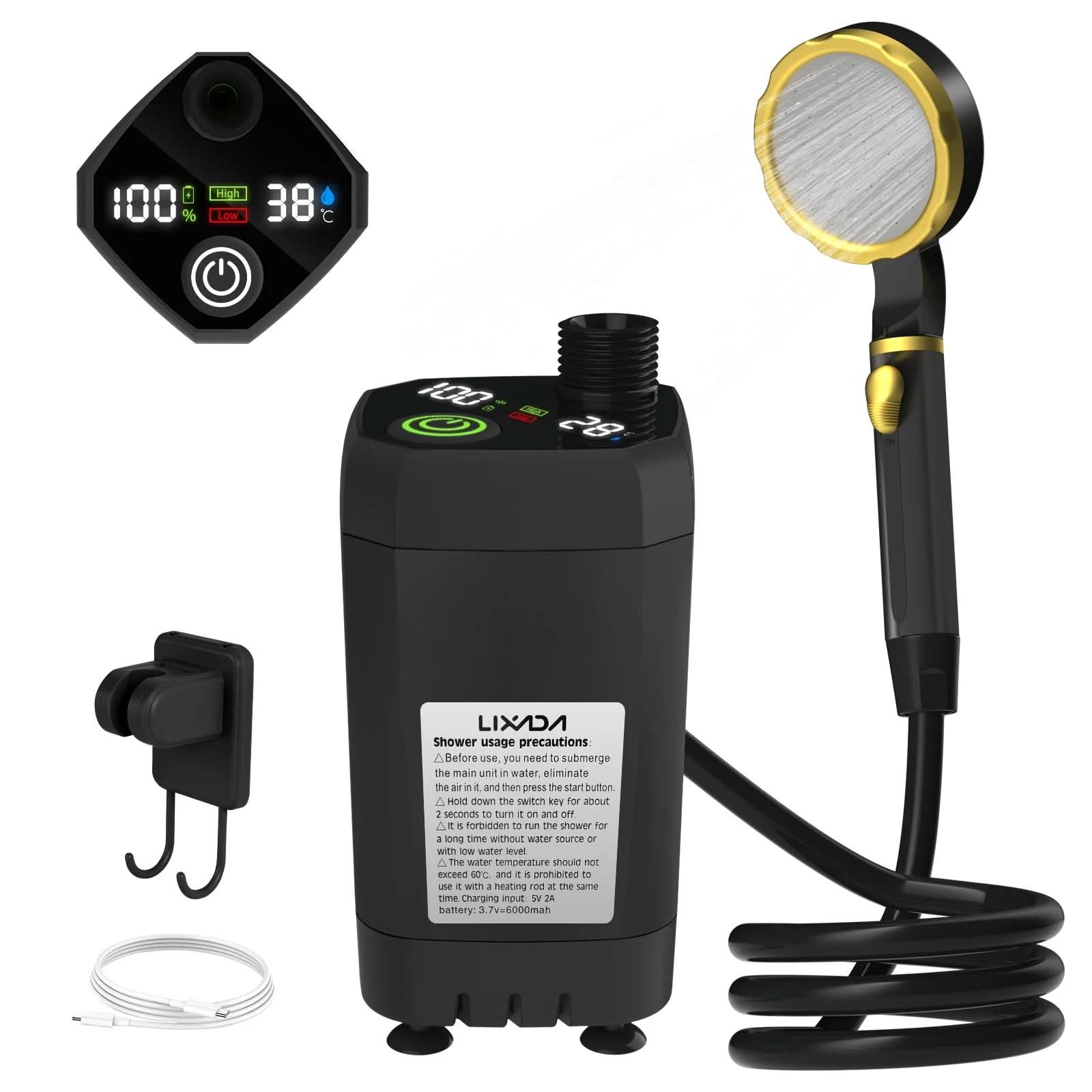 Portable Shower Pump for Camping with Digital Screen