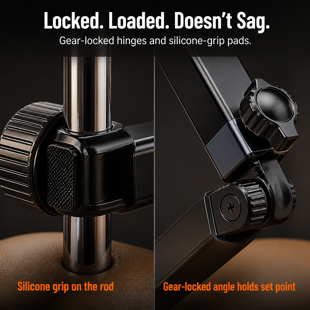 RoadEase™ — Position Your Tablet Right Between Both Headrests for Comfortable Backseat Viewing