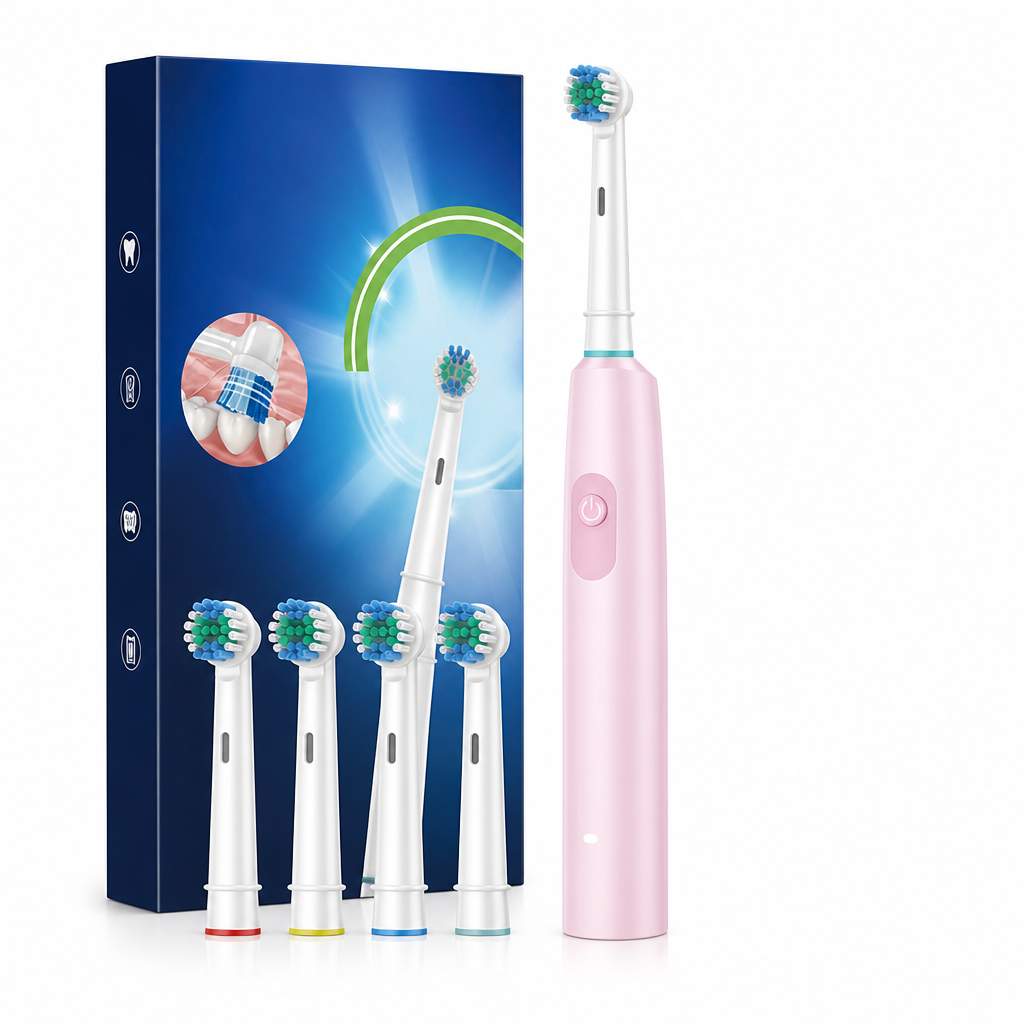 Detachable Sonic USB Rechargeable Electric Toothbrush (Includes 4 Brush Heads)