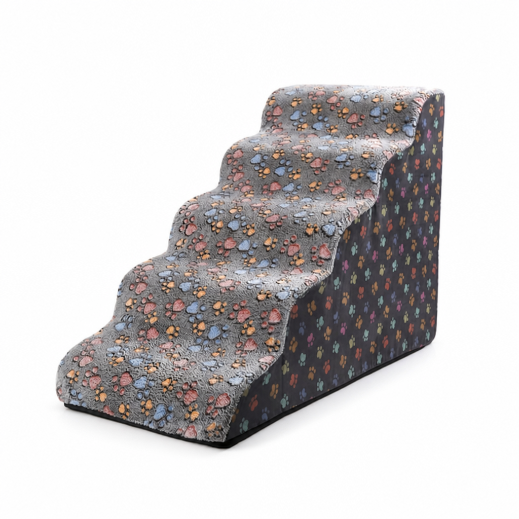 Paw-Print Plush Non-Slip Pet Steps (2–5 Steps)